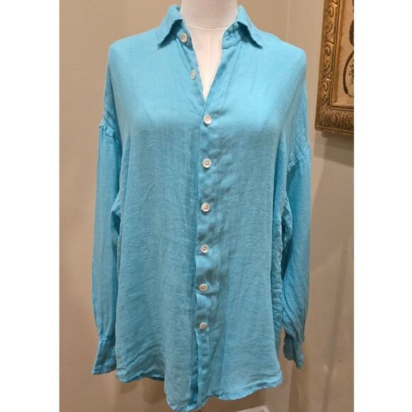 Vitamin A Playa Linen Gauze Oversized Shirt XS Long Sleeves Mid-Weight - Picture 4 of 11